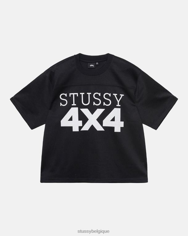 tees maillot de football en maille 4x4 unisexe noir STUSSY V46H513