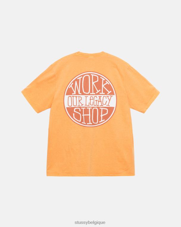 tees notre t-shirt teint par pigments à pois hérité unisexe abricot STUSSY V46H29