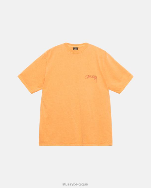 tees notre t-shirt teint par pigments à pois hérité unisexe abricot STUSSY V46H29