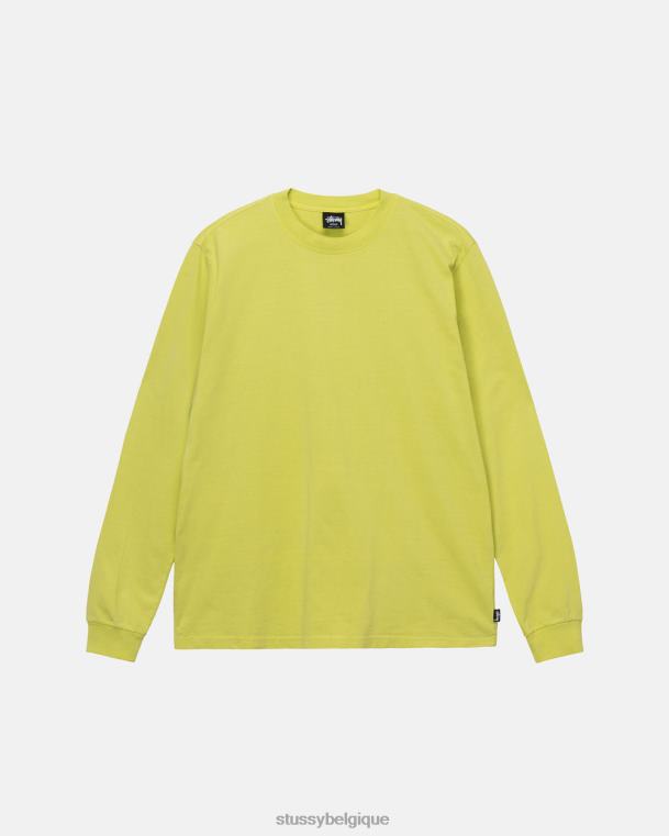 tees équipage ls teint en pigment épais unisexe jaune STUSSY V46H87