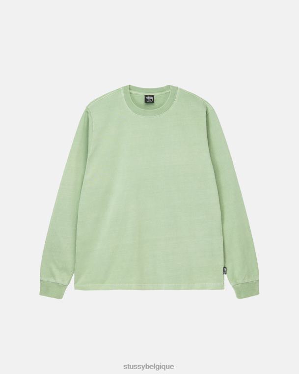 tees équipage ls teint en pigment épais unisexe vert STUSSY V46H84