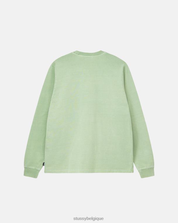 tees équipage ls teint en pigment épais unisexe vert STUSSY V46H84