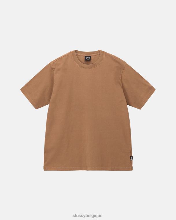 tees équipage teint en pigment épais unisexe brun STUSSY V46H73
