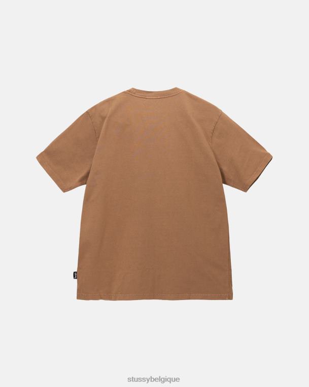 tees équipage teint en pigment épais unisexe brun STUSSY V46H73
