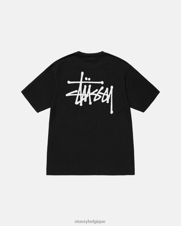 tees t-shirt basique teint par pigments unisexe noir STUSSY V46H30