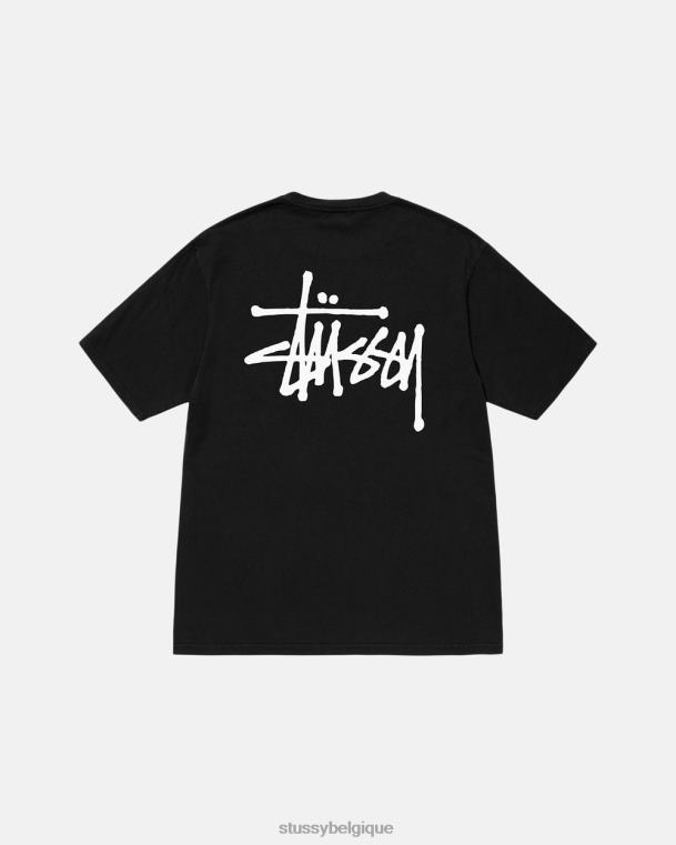 tees t-shirt basique teint par pigments unisexe noir STUSSY V46H497