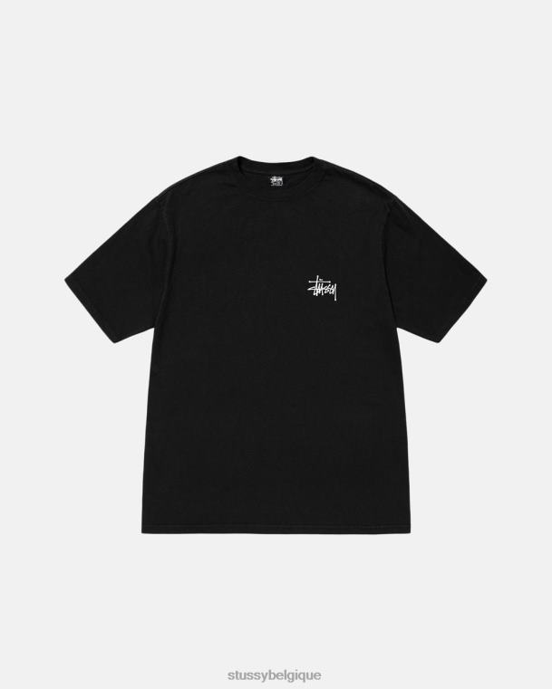 tees t-shirt basique teint par pigments unisexe noir STUSSY V46H497