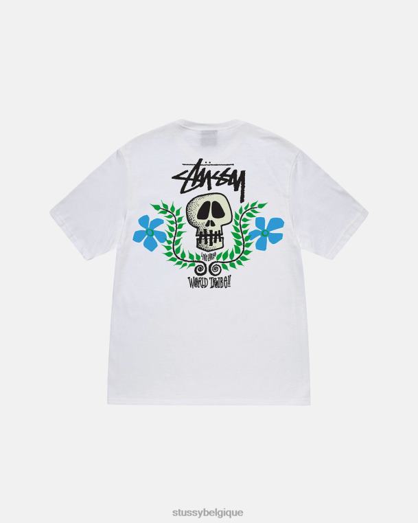 tees t-shirt à écusson tête de mort unisexe blanc STUSSY V46H49