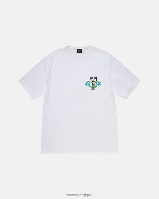 tees t-shirt à écusson tête de mort unisexe blanc STUSSY V46H49