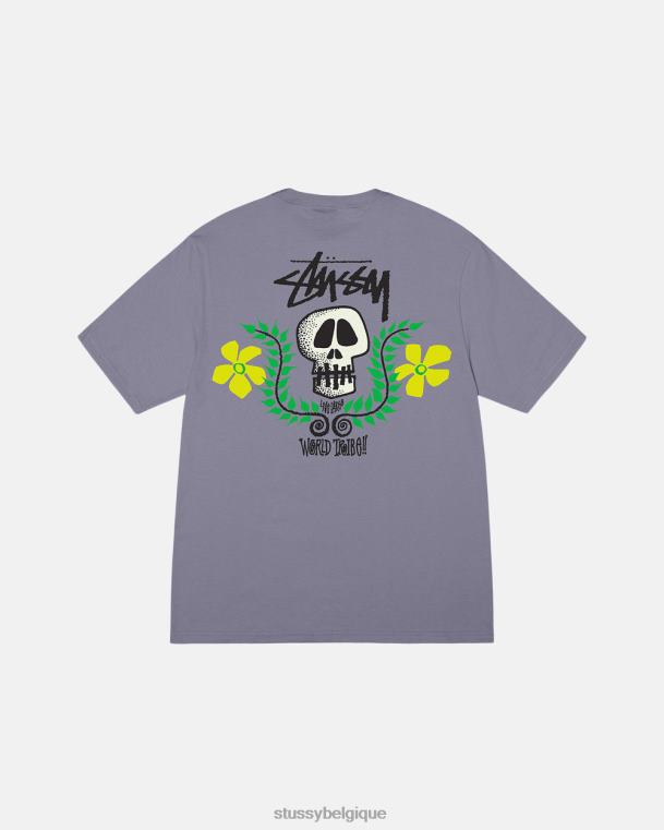 tees t-shirt à écusson tête de mort unisexe mauve STUSSY V46H50