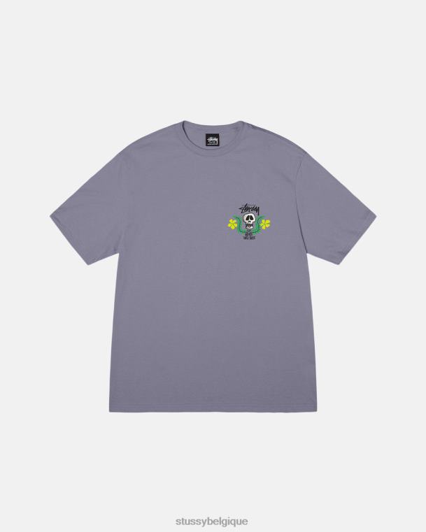 tees t-shirt à écusson tête de mort unisexe mauve STUSSY V46H50