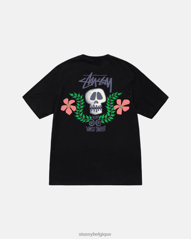 tees t-shirt à écusson tête de mort unisexe noir STUSSY V46H48