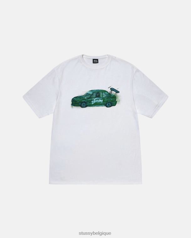 tees t-shirt de voiture de course unisexe blanc STUSSY V46H21