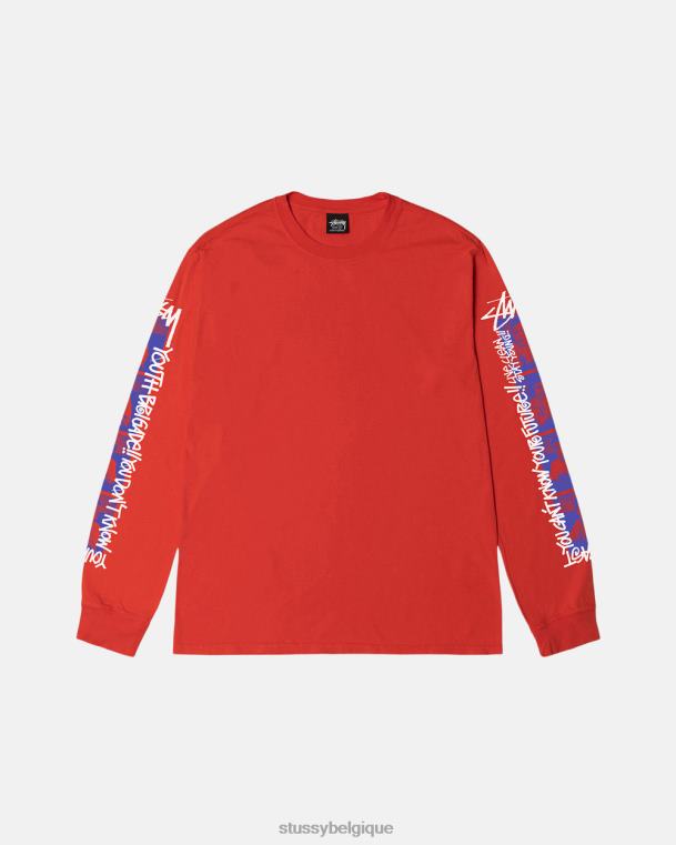 tees t-shirt ls teint pigmenté de la brigade des jeunes unisexe tomate STUSSY V46H53
