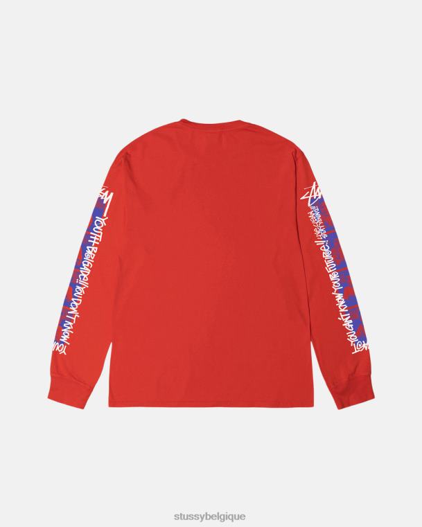 tees t-shirt ls teint pigmenté de la brigade des jeunes unisexe tomate STUSSY V46H53