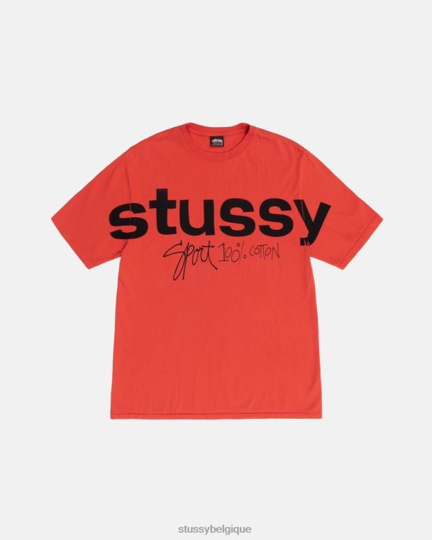tees t-shirt sport 100% pigment teint unisexe tomate STUSSY V46H36