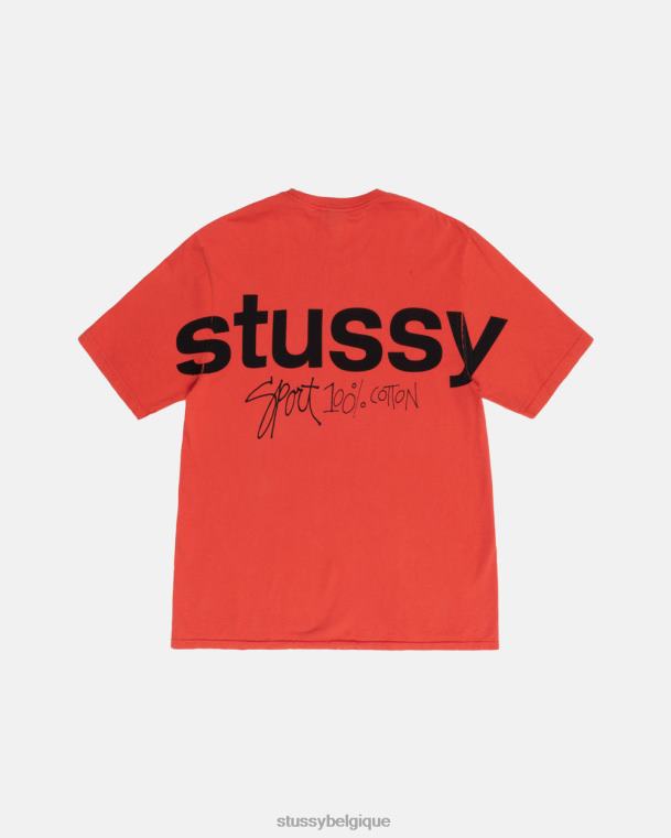 tees t-shirt sport 100% pigment teint unisexe tomate STUSSY V46H36