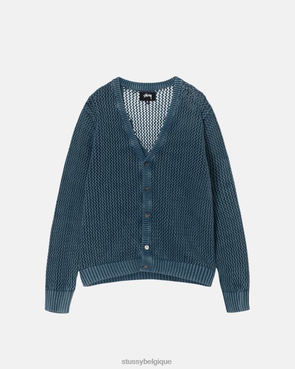 tricots cardigan ample unisexe bleu STUSSY V46H258