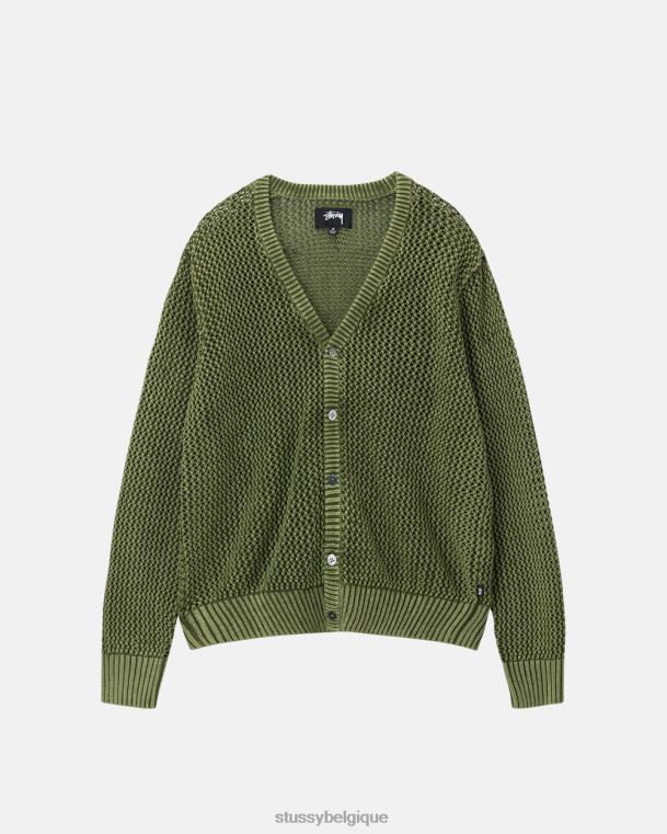 tricots cardigan ample unisexe olive STUSSY V46H259