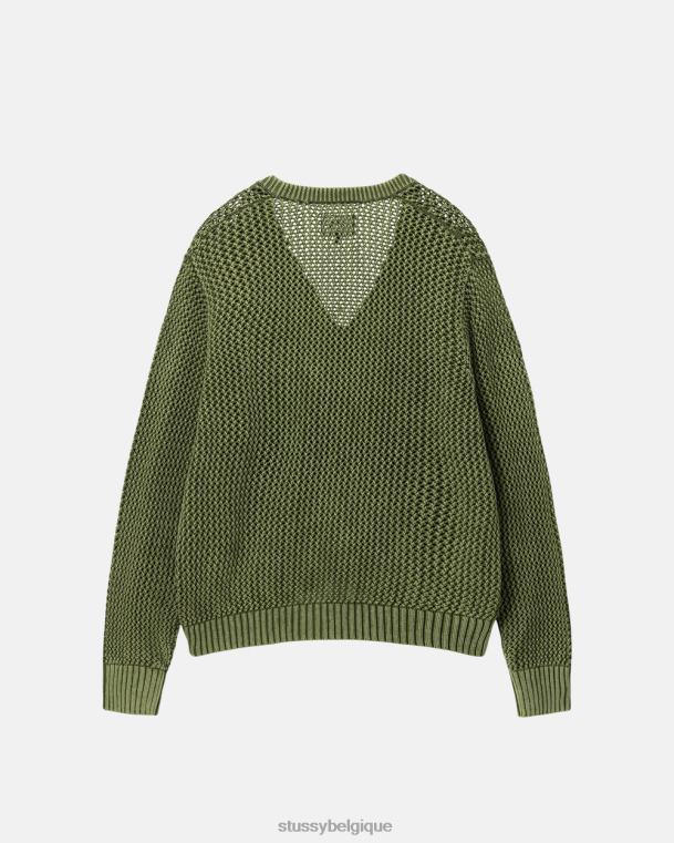 tricots cardigan ample unisexe olive STUSSY V46H259