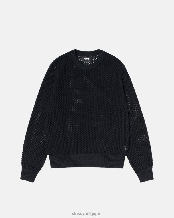 tricots chandail ample à jauge pigmentée unisexe noir solide STUSSY V46H255