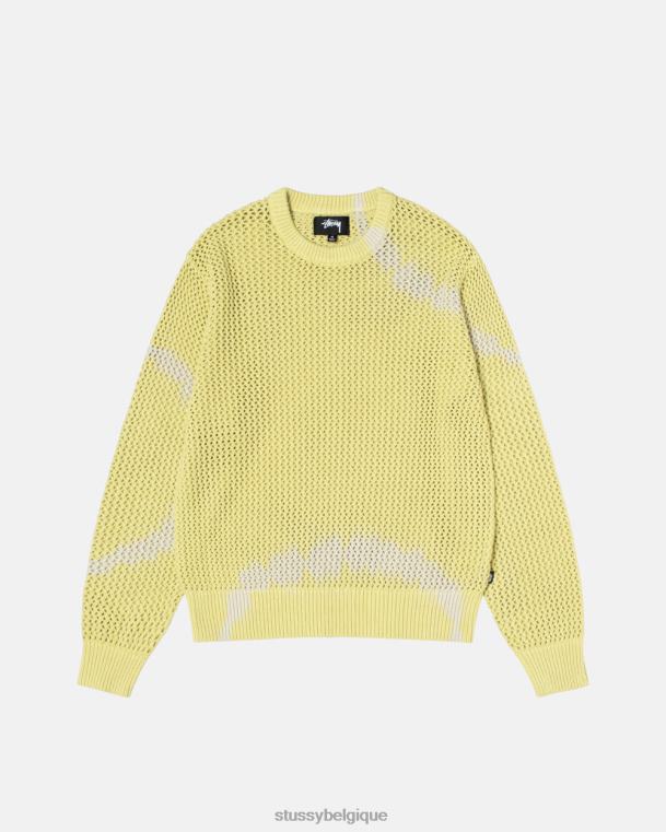 tricots chandail ample à jauge pigmentée unisexe tie-dye jaune STUSSY V46H256