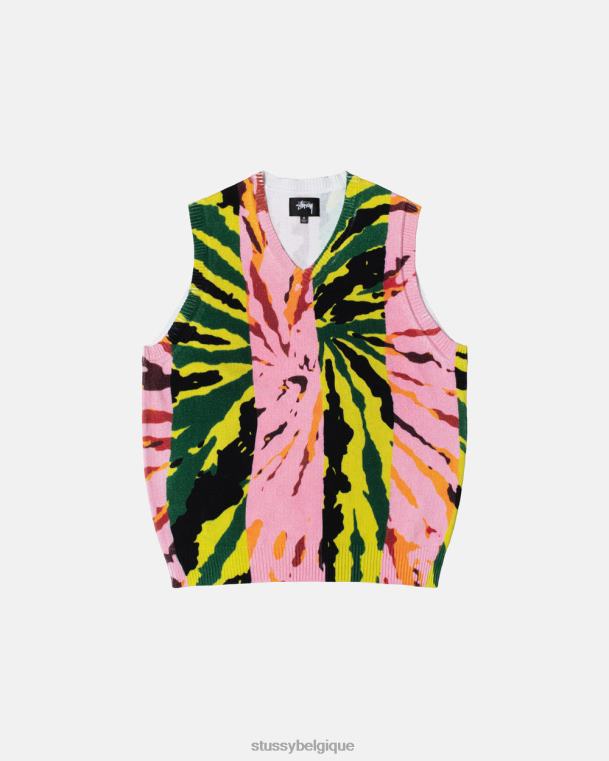 tricots gilet pull imprimé unisexe rose STUSSY V46H243