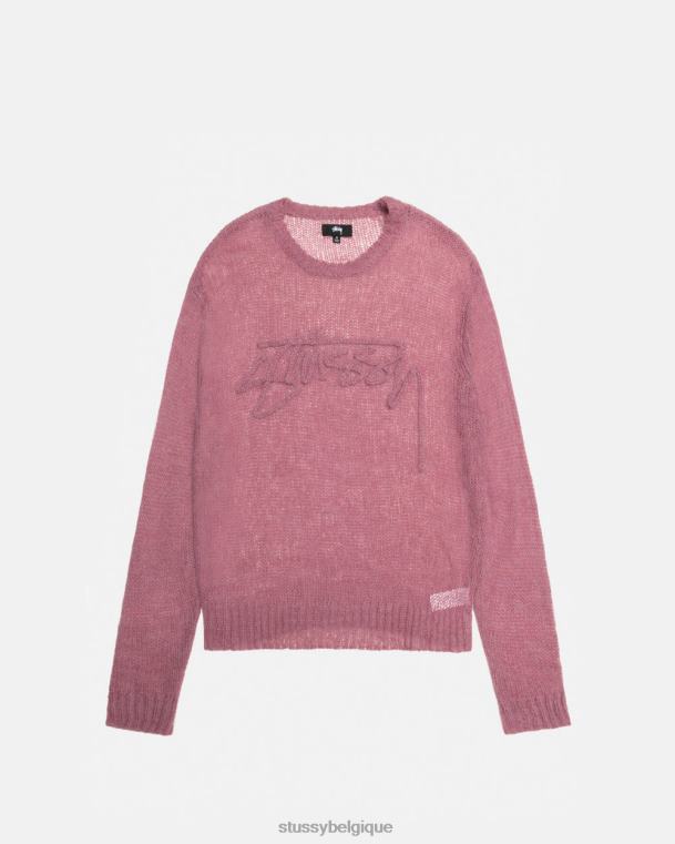 tricots pull ample à logo unisexe mauve STUSSY V46H264
