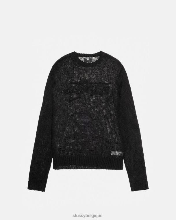 tricots pull ample à logo unisexe noir STUSSY V46H263