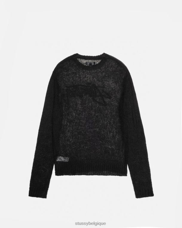 tricots pull ample à logo unisexe noir STUSSY V46H263