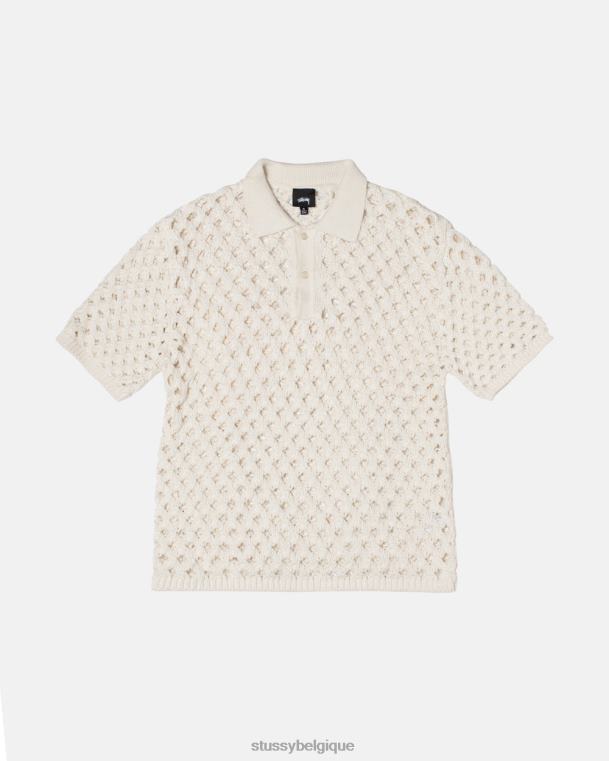tricots pull polo grosse maille unisexe Ivoire STUSSY V46H246
