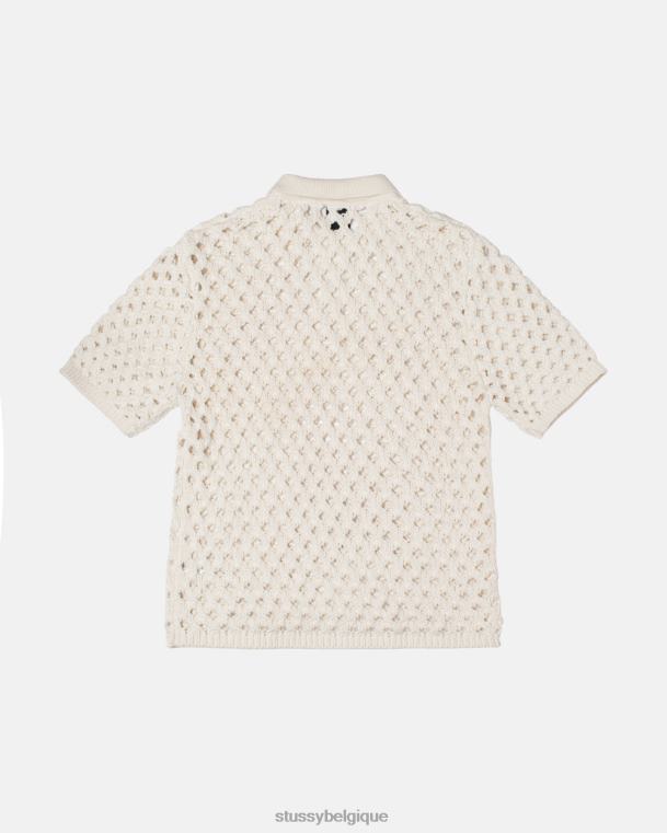 tricots pull polo grosse maille unisexe Ivoire STUSSY V46H246