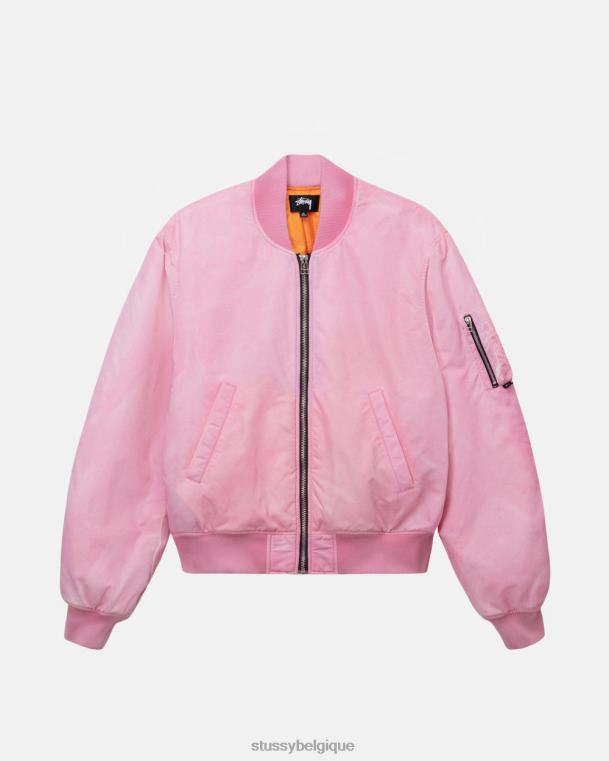 vêtements d'extérieur bombardier en nylon teint unisexe rose STUSSY V46H357