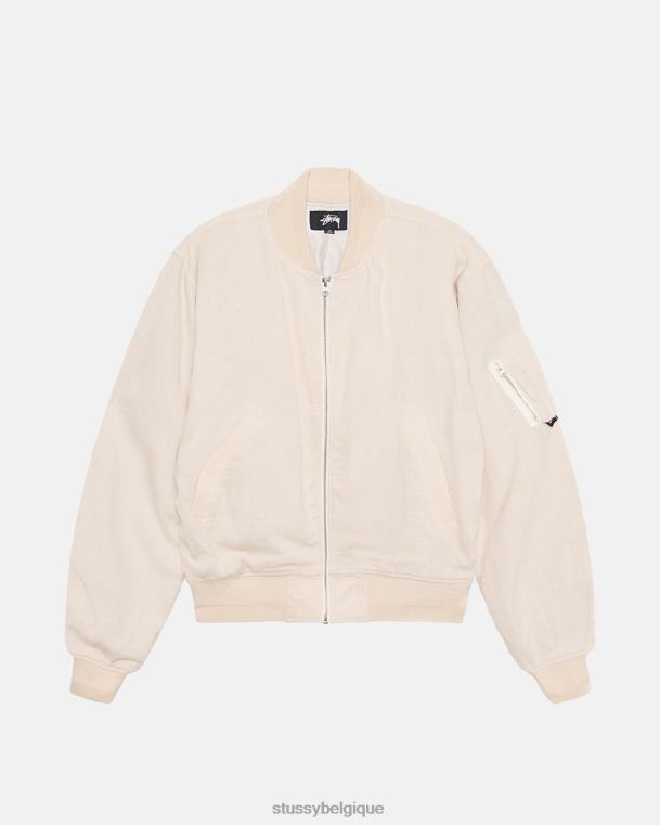 vêtements d'extérieur bomber de plage en lin unisexe naturel STUSSY V46H356