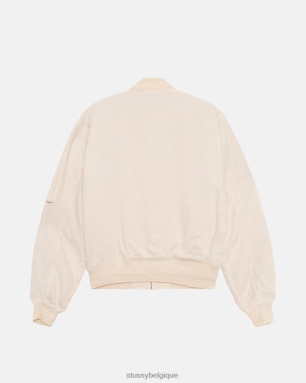 vêtements d'extérieur bomber de plage en lin unisexe naturel STUSSY V46H356