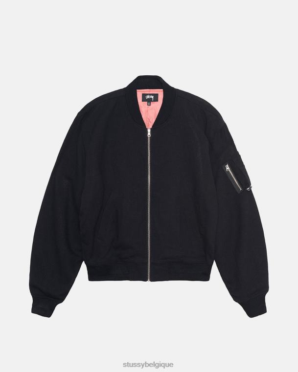vêtements d'extérieur bomber de plage en lin unisexe noir STUSSY V46H355