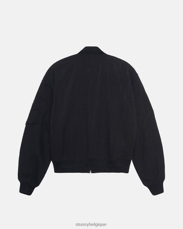 vêtements d'extérieur bomber de plage en lin unisexe noir STUSSY V46H355