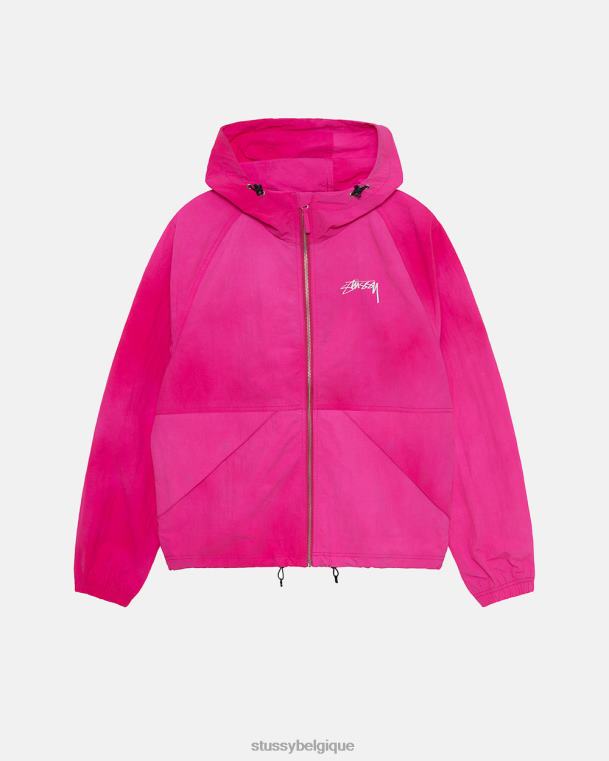 vêtements d'extérieur coquille de plage de teinture de vague unisexe fuchsia STUSSY V46H364