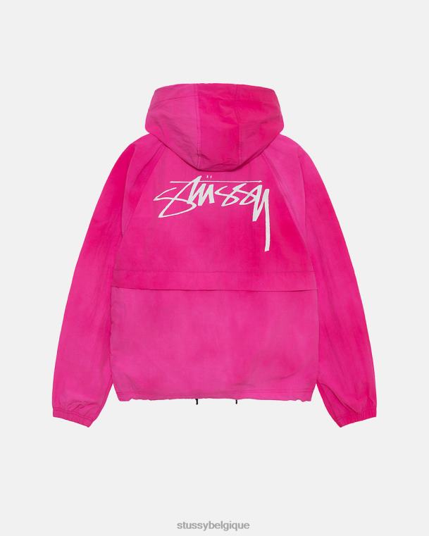 vêtements d'extérieur coquille de plage de teinture de vague unisexe fuchsia STUSSY V46H364