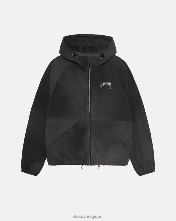 vêtements d'extérieur coquille de plage de teinture de vague unisexe noir STUSSY V46H365