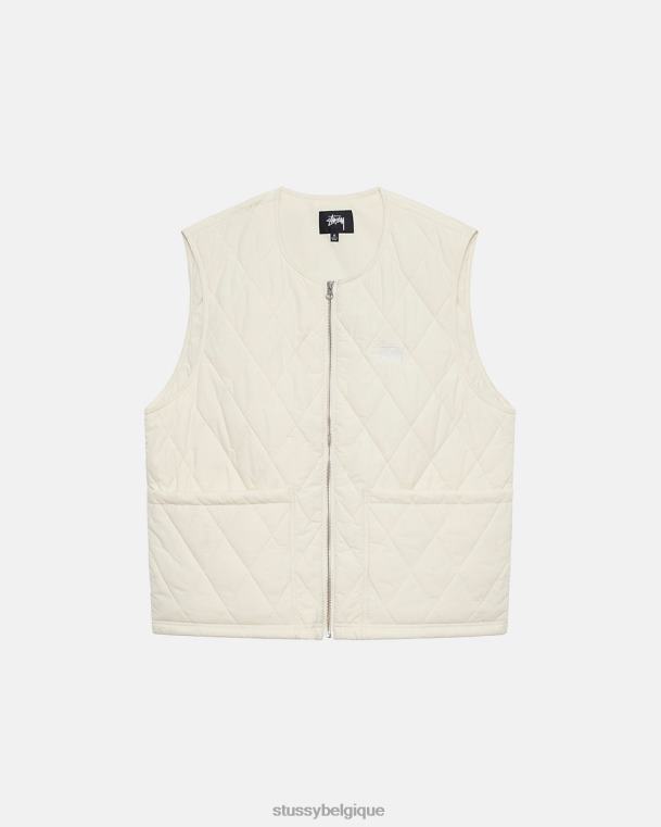 vêtements d'extérieur gilet matelassé à losanges unisexe crème STUSSY V46H349
