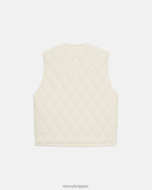 vêtements d'extérieur gilet matelassé à losanges unisexe crème STUSSY V46H349