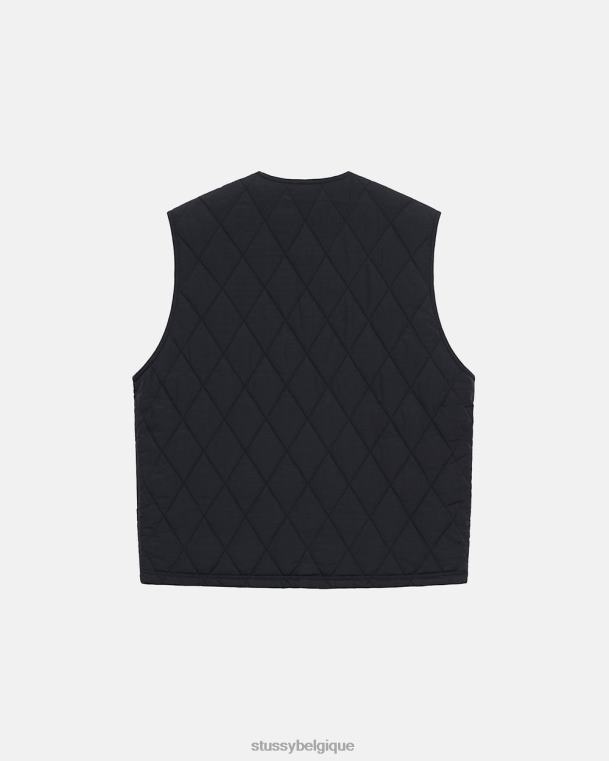 vêtements d'extérieur gilet matelassé à losanges unisexe noir STUSSY V46H350