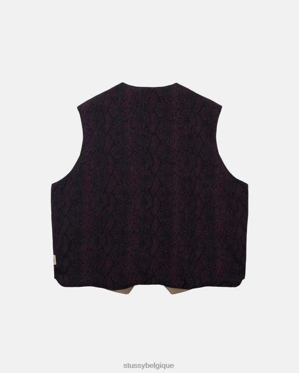 vêtements d'extérieur gilet réversible en python unisexe Bourgogne STUSSY V46H354