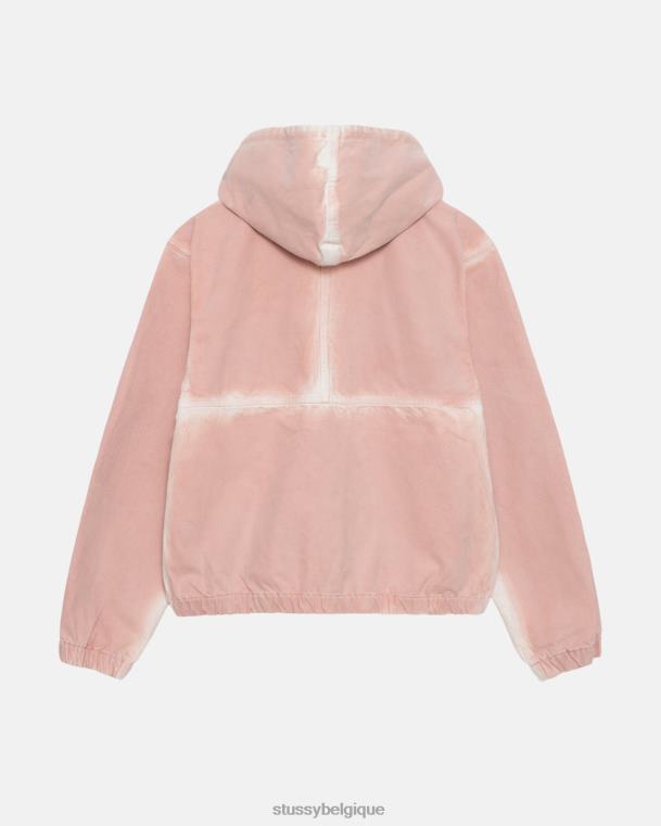 vêtements d'extérieur veste de travail à capuche teintée par pulvérisation unisexe rose fané STUSSY V46H362