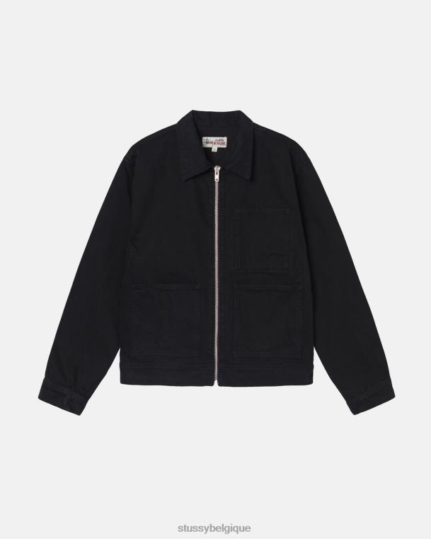 vêtements d'extérieur veste de travail zippée surteinte unisexe noir STUSSY V46H347