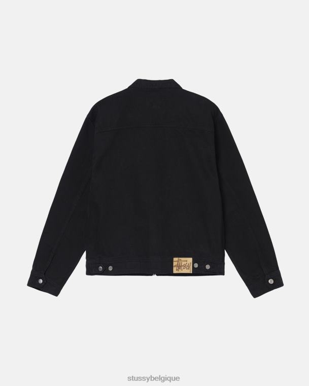 vêtements d'extérieur veste de travail zippée surteinte unisexe noir STUSSY V46H347